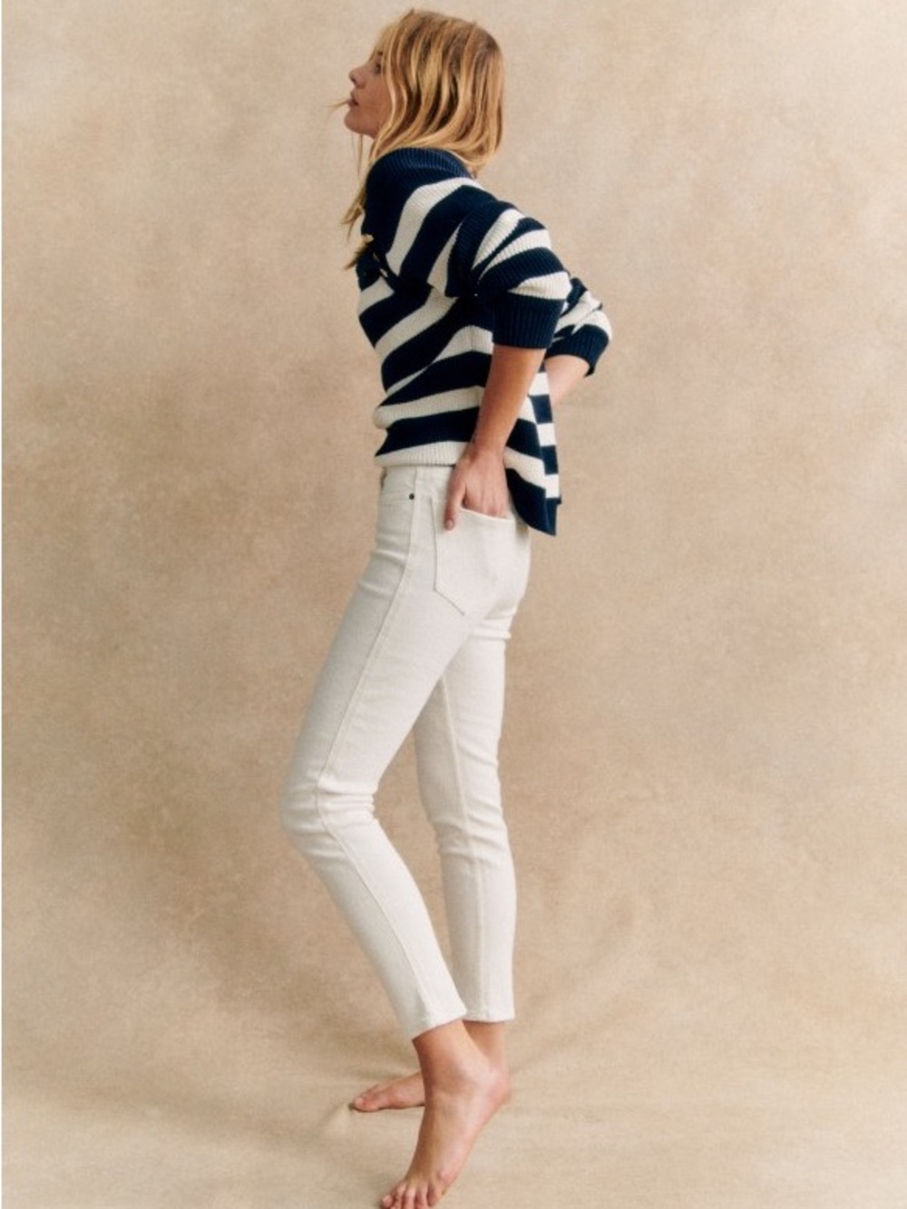 Sézane Slim Parfait Jeans in Ecru